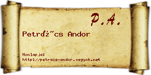Petrács Andor névjegykártya